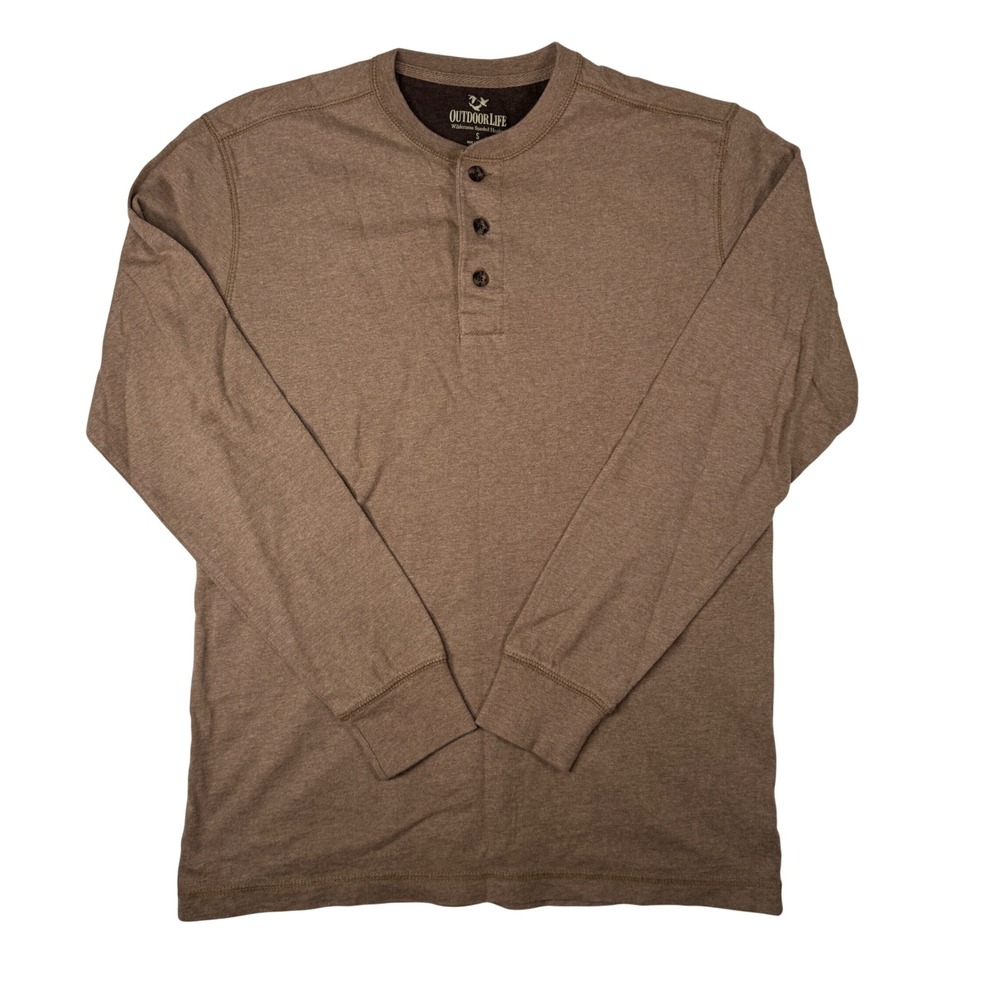 Outdoor Life Henley Shirt Small Brown Sueded Cotton Gorpcore Mens